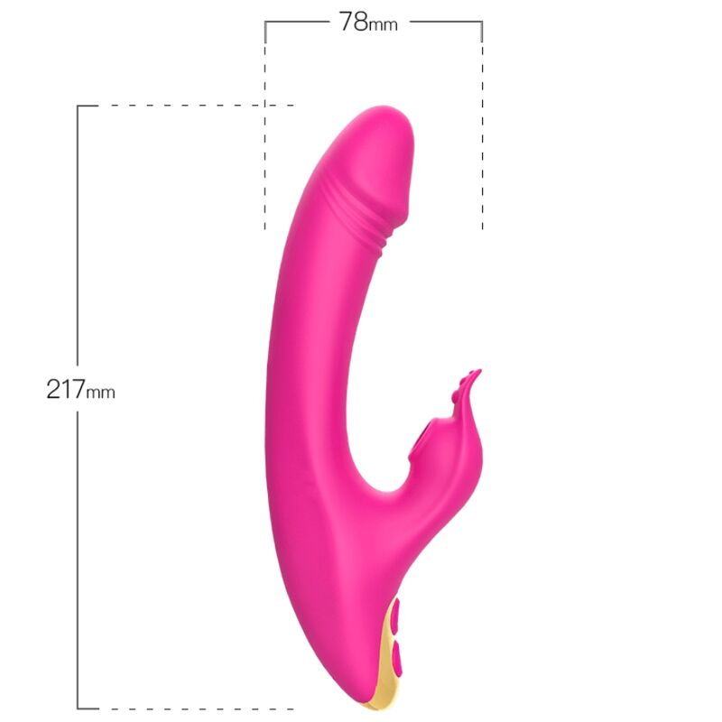 Detalhe do Vibrador ARMONY Love Clitoris & Ponto G Fúcsia, destacando seu design ergonômico e material de silicone.