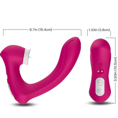 ARMONY Vibrador Curvo Clitoriano Secretkiss Fúcsia, mostrando o design ergonómico e a ponta de estimulação por sucção.