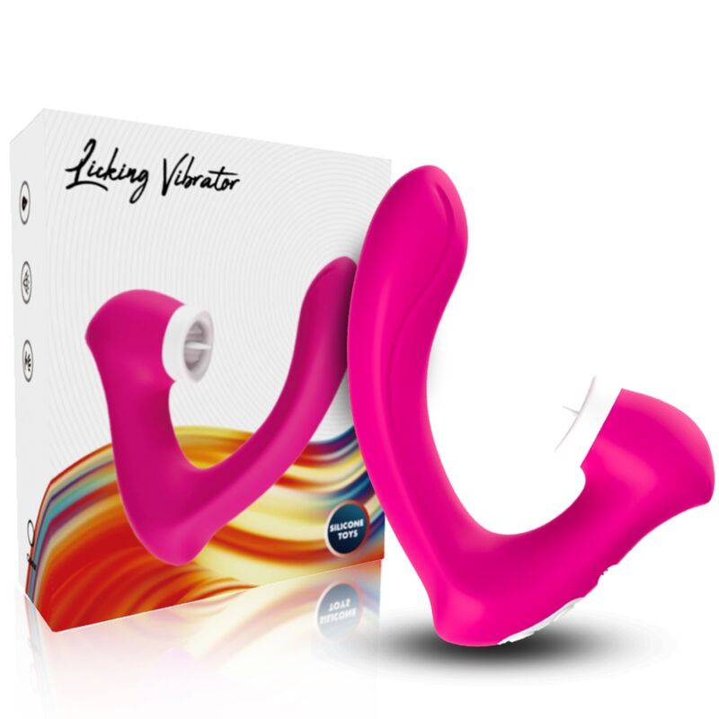 ARMONY Vibrador Curvo Clitoriano Secretkiss Fúcsia, mostrando o design ergonómico e a ponta de estimulação por sucção.
