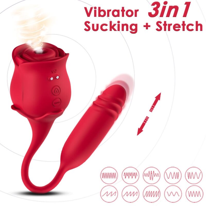 Close-up do ARMONY Sugador de Clitóris e Vibrador Rosa, mostrando seu design ergonômico e formato de rosa com a cauda vibratória.
