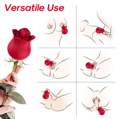 Vibrador e Estimulador Clitoriano ARMONY Rosa Vermelho com design floral e sucção