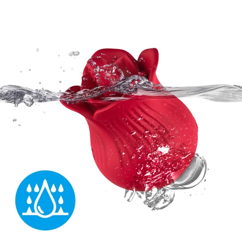 Vibrador e Estimulador Clitoriano ARMONY Rosa Vermelho com design floral e sucção
