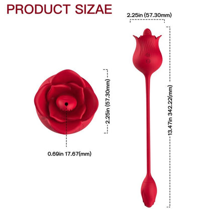Close-up of the ARMONY Vibrador Aspirador Clitoriano Rosa com Cauda Vibratória, showing its rose shape and silicone texture.