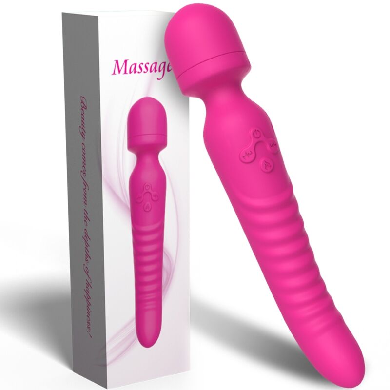 Close-up do Vibrador Massageador de Calor ARMONY Fúcsia, destacando seu design ergonômico e material de silicone.