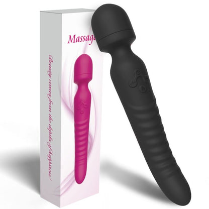 Close-up do ARMONY Vibrador Massageador com Aquecimento Preto, mostrando seu design ergonómico e material de silicone.