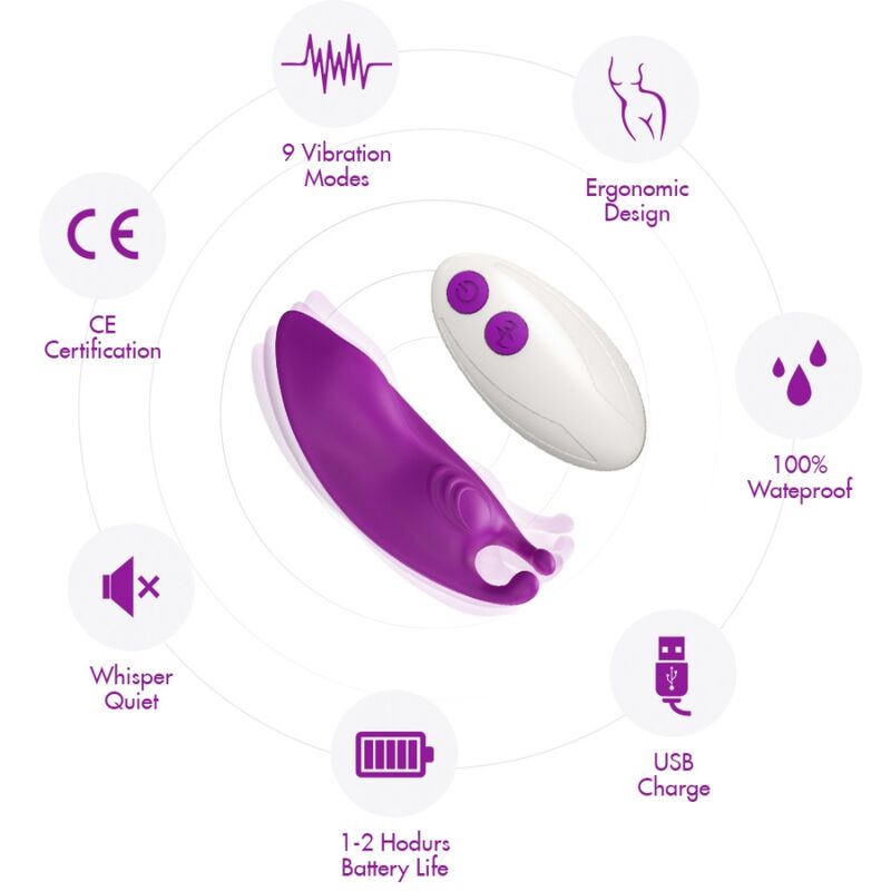Calcinha vibratória ARMONY Honeybee com controle remoto e estimulação G-Spot, na cor roxa.