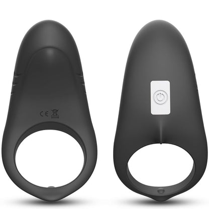 ARMONY Anel Vibrador Shark para Casais com Controle Remoto, detalhe do design ergonómico em silicone preto.