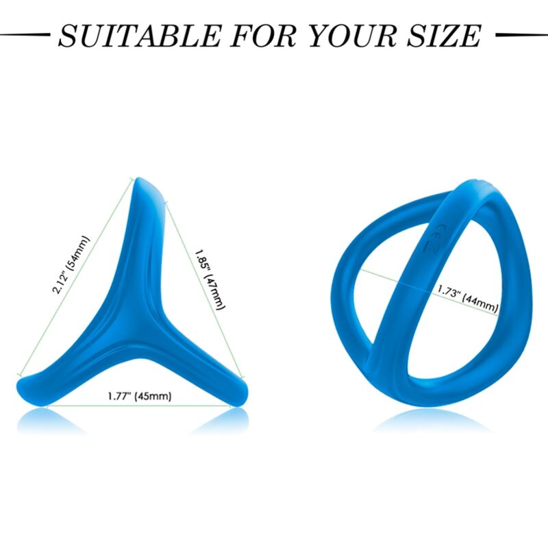 Anel Peniano Duplo ARMONY Tresor Azul em silicone flexível, para ereções mais fortes e prazer intenso.