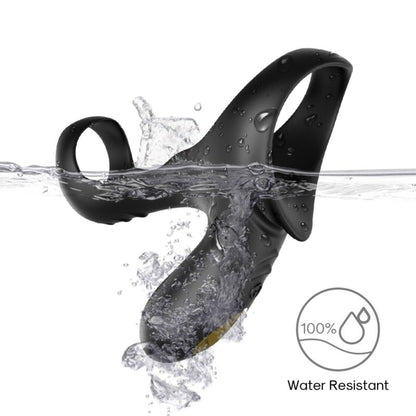 Close-up of the ARMONY Anel Vibrador Duplo Ranger Para Casais Preto showing its design and features.