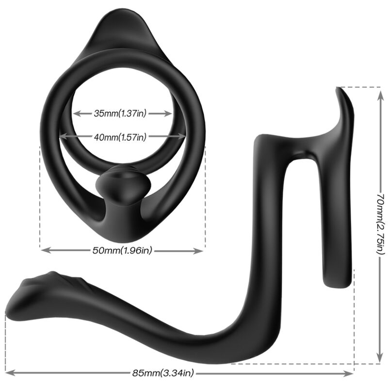 Close-up do ARMONY Anel Peniano Duplo para Ereção e Suporte, mostrando material de silicone e design ergonómico.