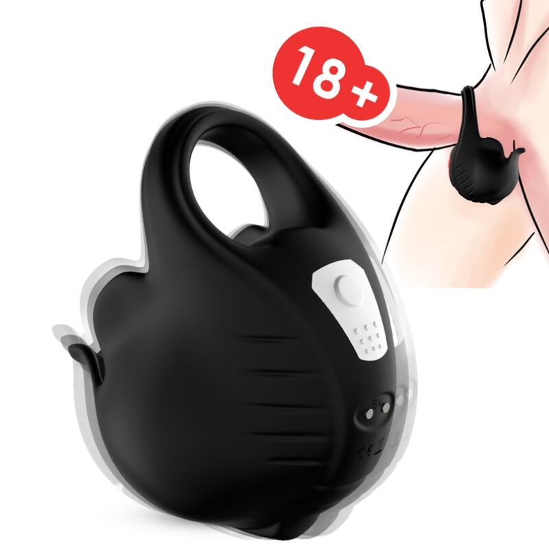 Anel Vibrador de Coping Preto ARMONY mostrando o design ergonómico e material de silicone.
