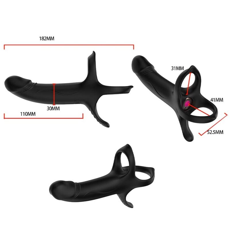 Anel peniano vibrador ARMONY preto com controle remoto, mostrando o design ergonômico e a textura de silicone.