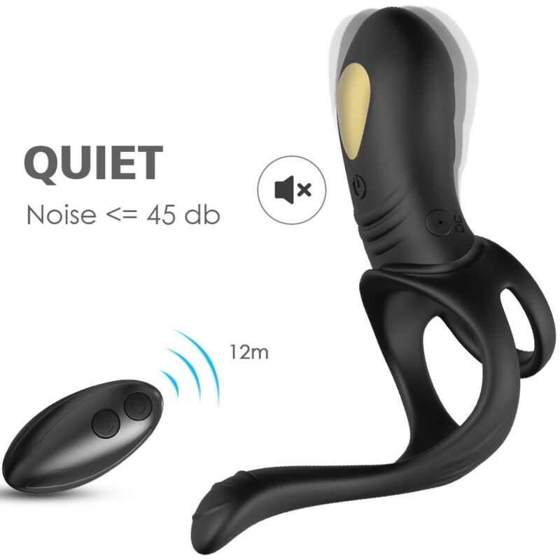 ARMONY Anel Vibrador para Casais e Plug Anal com Controle Remoto Preto, destacando seu design ergonômico e material seguro.