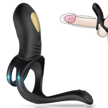 ARMONY Anel Vibrador para Casais e Plug Anal com Controle Remoto Preto, destacando seu design ergonômico e material seguro.
