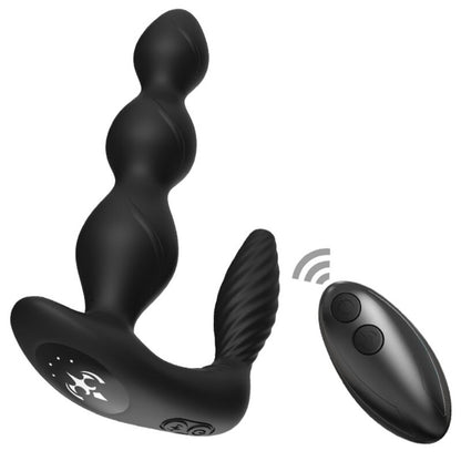Close-up of the ARMONY Vibrador e Plug Anal MANFUN com Controle Remoto Preto showing its texture and features.