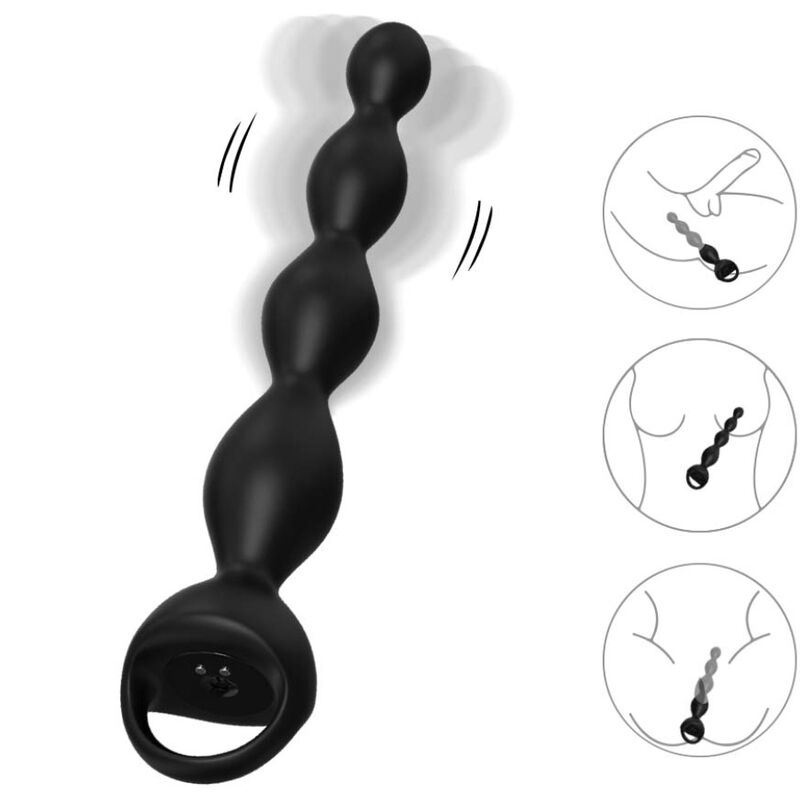 Close-up do ARMONY Plug Anal de Dedo Vibrador Preto, destacando seu design ergonômico e material de silicone.
