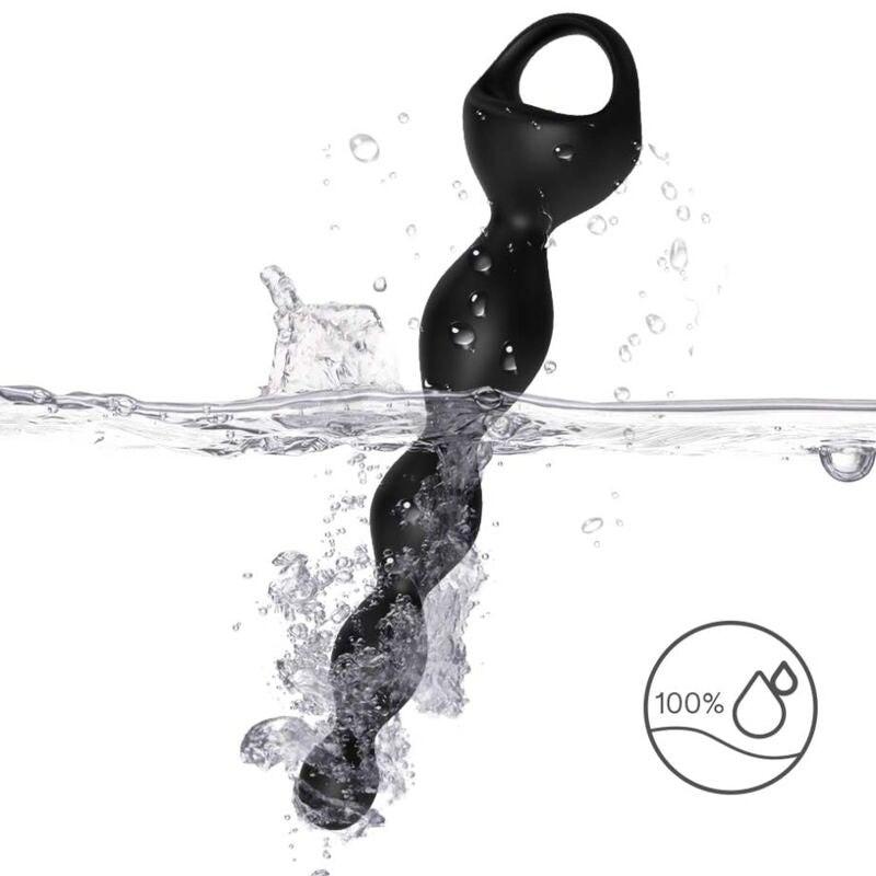 Close-up do ARMONY Plug Anal de Dedo Vibrador Preto, destacando seu design ergonômico e material de silicone.