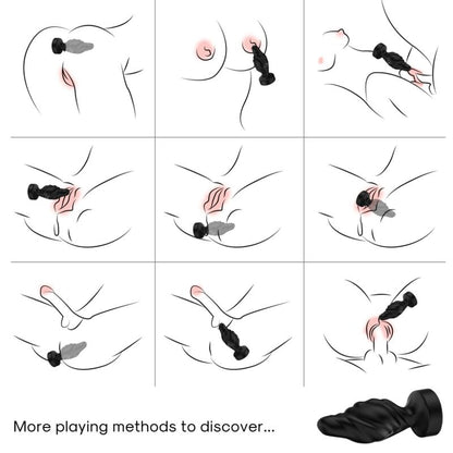 ARMONY Vibrador e Plug Anal com Controle Remoto preto, mostrando seu design ergonômico, textura de silicone suave e os detalhes do plug anal.