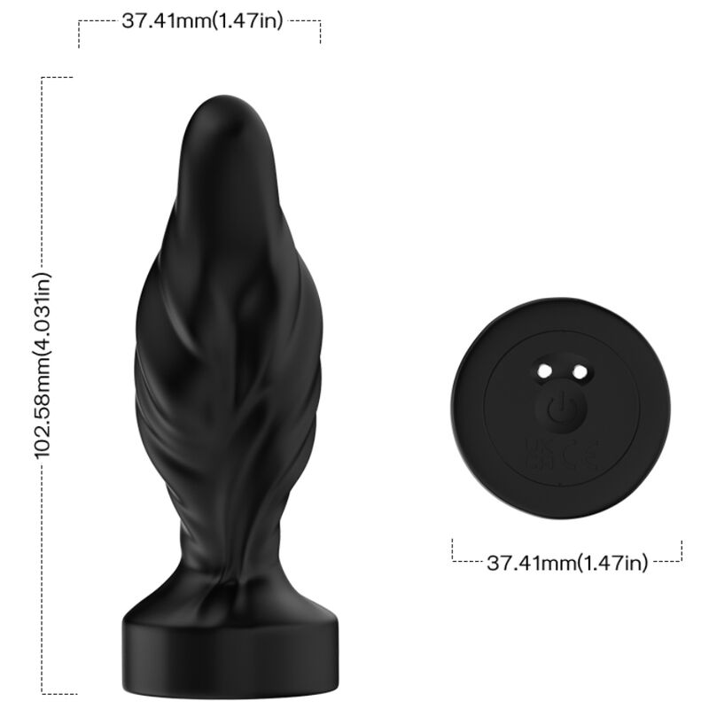 ARMONY Vibrador e Plug Anal com Controle Remoto preto, mostrando seu design ergonômico, textura de silicone suave e os detalhes do plug anal.