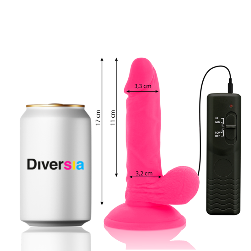 Vibrador DIVERSIA Flexível Rosa com Controlo Remoto de 17cm, ideal para prazer versátil.