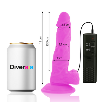 Close-up of the DIVERSIA Dildo Vibratório Flexível Roxo com Controle Remoto 18cm, highlighting its texture and design.