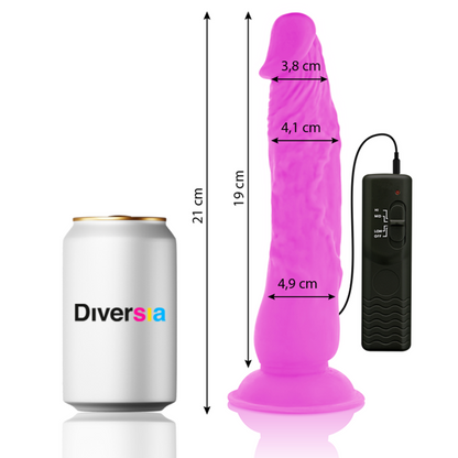 Detalhe do DIVERSIA Vibrador Flexível Vibrante Roxo de 21cm com Controlo Remoto, mostrando seu design e textura.