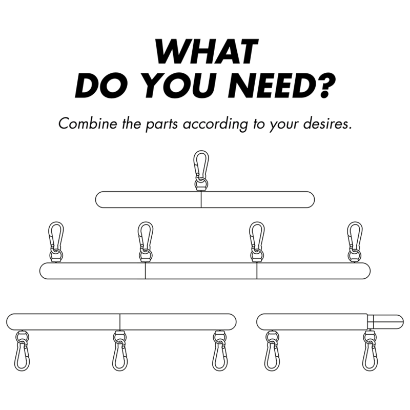 Barra separadora ajustável FETISH SUBMISSIVE para BDSM, mostrando o design modular e os pontos de fixação.