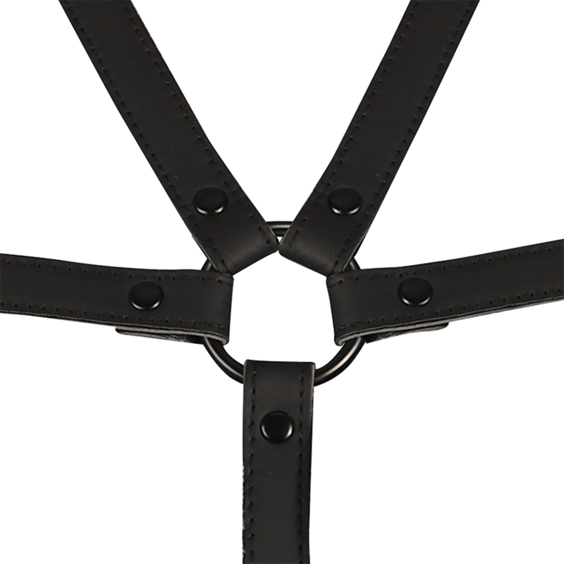 Arnês ajustável para torso e braços FETISH SUBMISSIVE, feito em couro vegano, ideal para BDSM.
