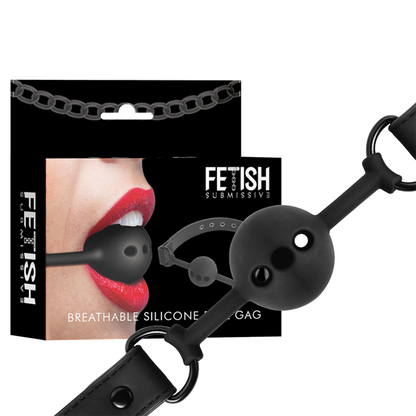 Mordaça de bola de silicone respirável FETISH SUBMISSIVE para bondage.