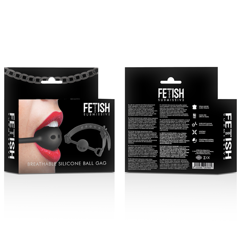 Mordaça de bola de silicone respirável FETISH SUBMISSIVE para bondage.