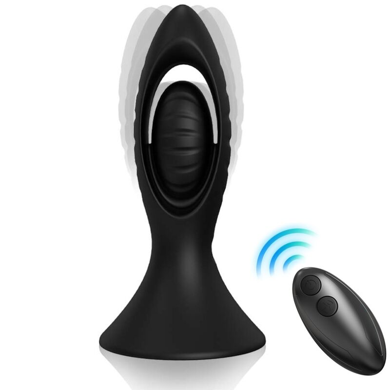 ARMONY Vibrador e Plug Anal Dupla Estimulação de Silicone Preto, mostrando seu design ergonômico e superfície suave.