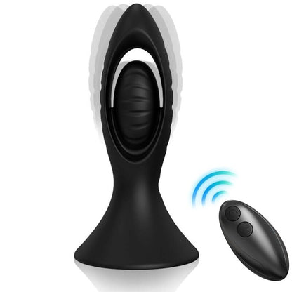 ARMONY Vibrador e Plug Anal Dupla Estimulação de Silicone Preto, mostrando seu design ergonômico e superfície suave.