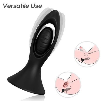 ARMONY Vibrador e Plug Anal Dupla Estimulação de Silicone Preto, mostrando seu design ergonômico e superfície suave.