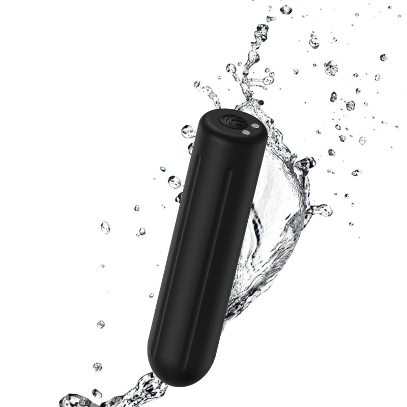 Close-up do Bala Vibrador ARMONY Warhead Preto, mostrando seu design elegante e material de silicone.