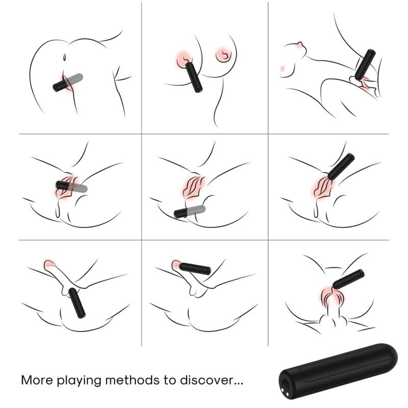 Close-up do Bala Vibrador ARMONY Warhead Preto, mostrando seu design elegante e material de silicone.