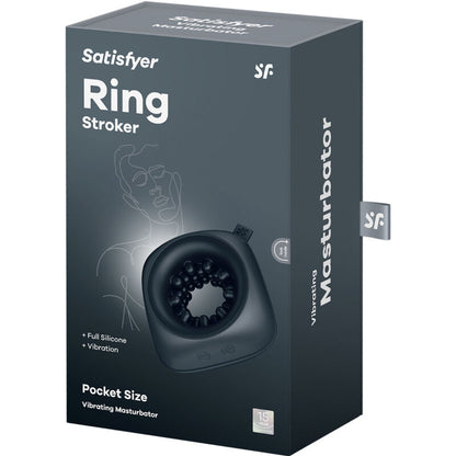 Satisfyer Ring Stroker Masturbador Masculino Vibratório Portátil com design ergonómico de silicone.