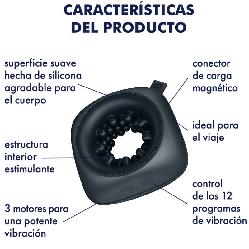 Satisfyer Ring Stroker Masturbador Masculino Vibratório Portátil com design ergonómico de silicone.