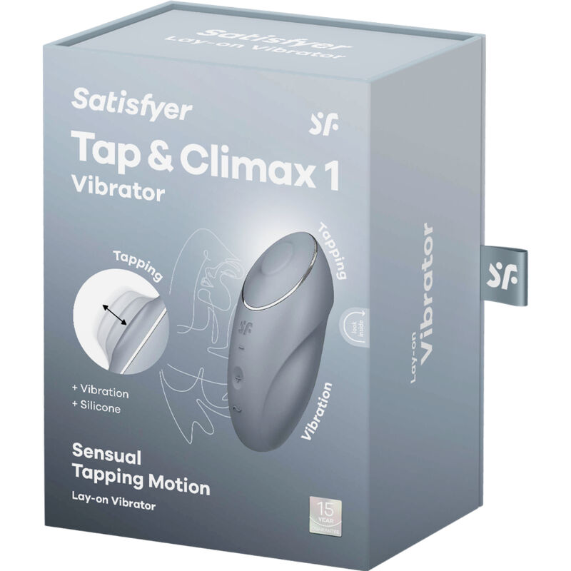 Satisfyer Tap & Climax 1 Vibrador Lay-On Vermelho, detalhe do design ergonómico e função de toque.