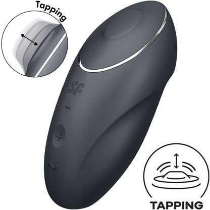 Satisfyer Tap & Climax 1 Vibrador Lay-On Vermelho, detalhe do design ergonómico e função de toque.