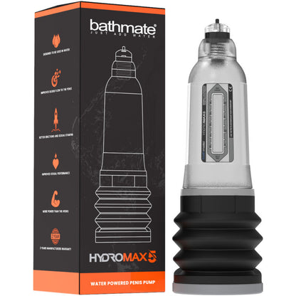 Bomba peniana hidráulica transparente Bathmate Hydromax 5 para aumento e desenvolvimento do pénis.
