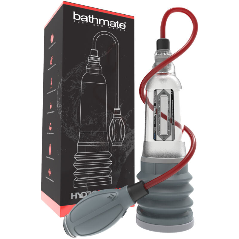 BATHMATE HydroXtreme 5 Bomba de Pénis X20 Potenciadora, detalhes do design e funcionalidade para aumento peniano.