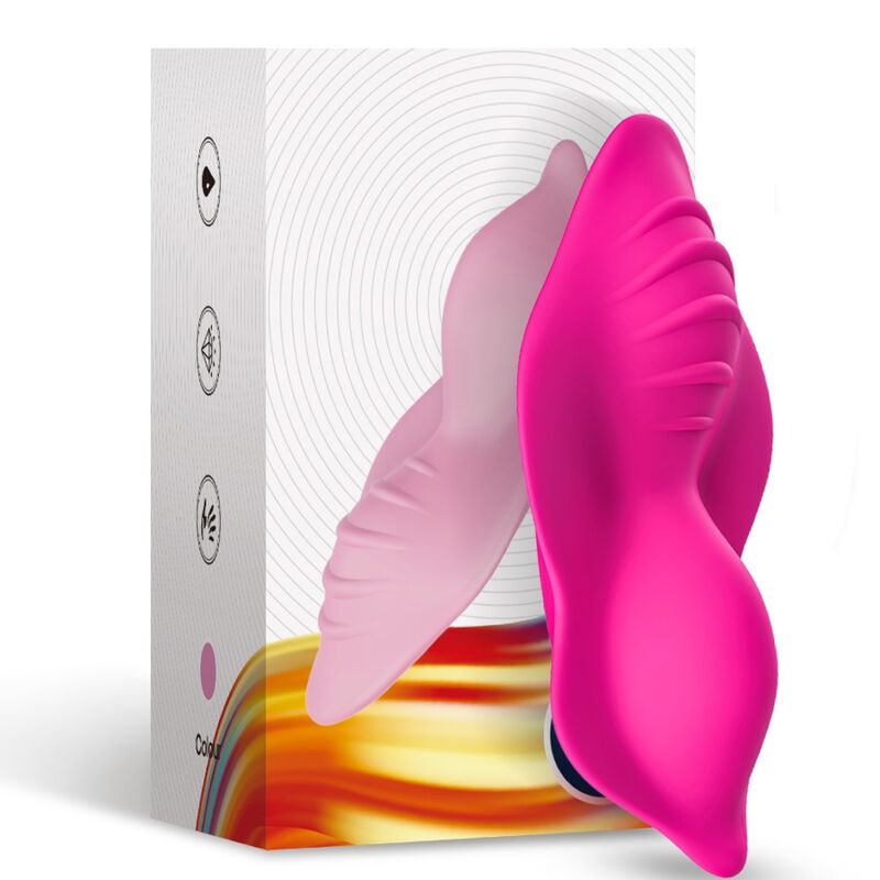 Calcinha Vibratória ARMONY Whisper Fúcsia com Controle Remoto, mostrando seu design ergonômico e material de silicone.