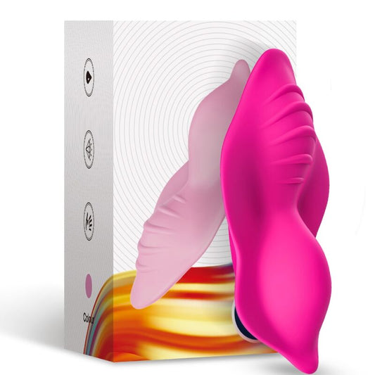 Calcinha Vibratória ARMONY Whisper Fúcsia com Controle Remoto, mostrando seu design ergonômico e material de silicone.