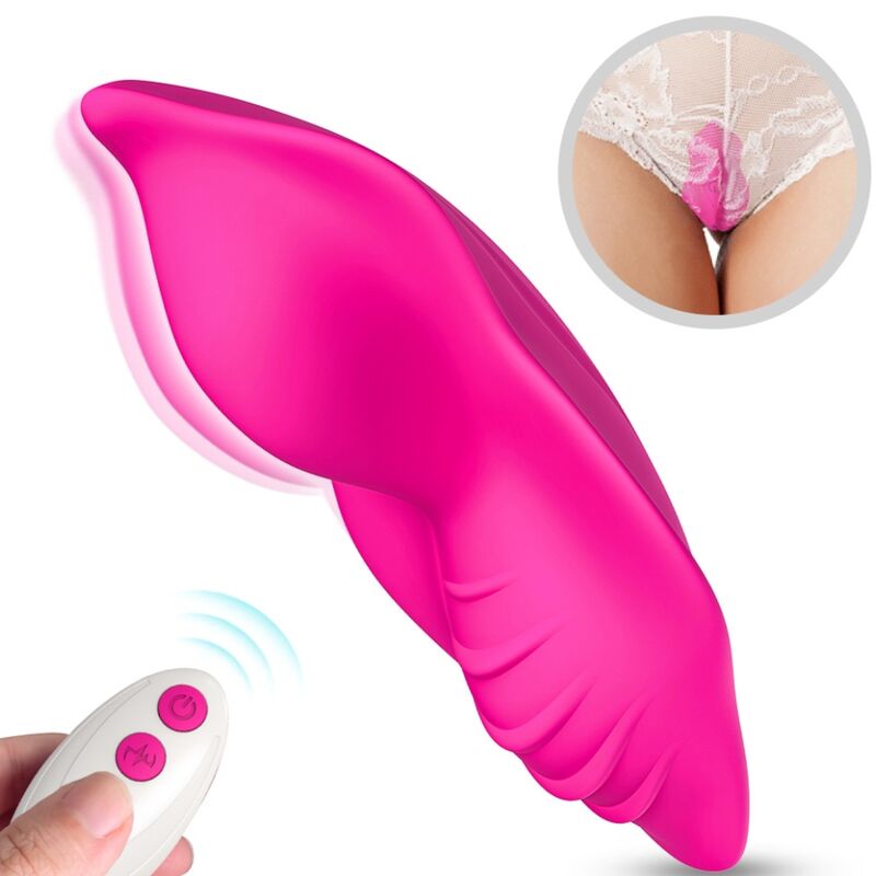 Calcinha Vibratória ARMONY Whisper Fúcsia com Controle Remoto, mostrando seu design ergonômico e material de silicone.