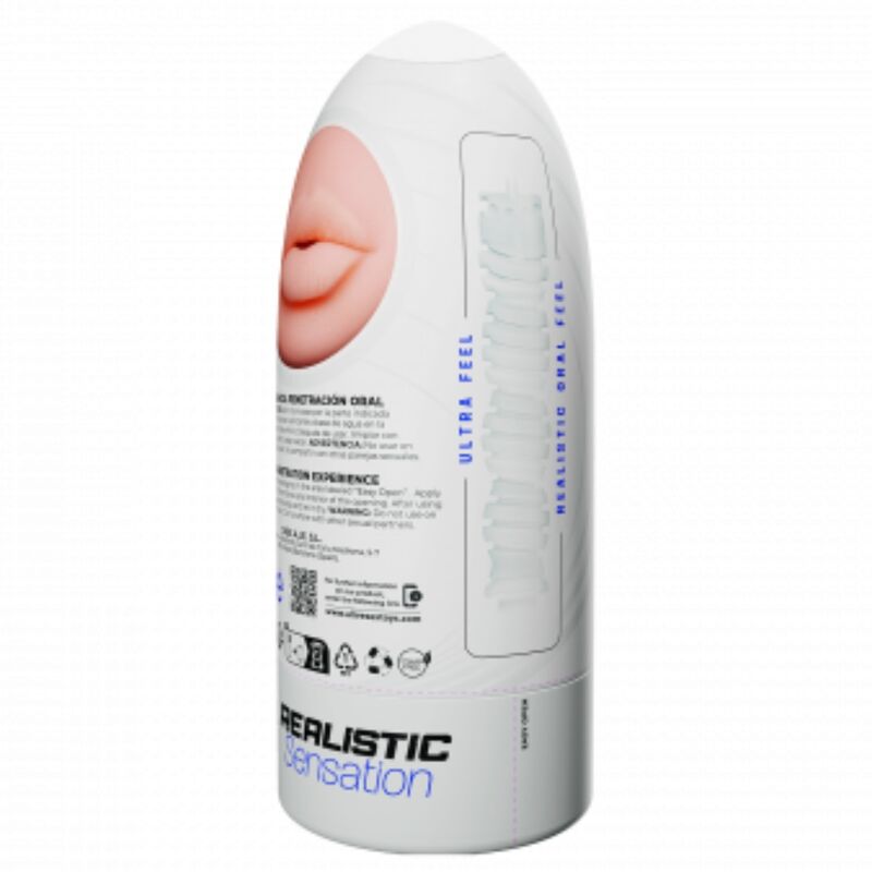 Close-up do Masturbador Masculino Oral Flexível ALIVE Tamanho M, mostrando a textura realista e o design.