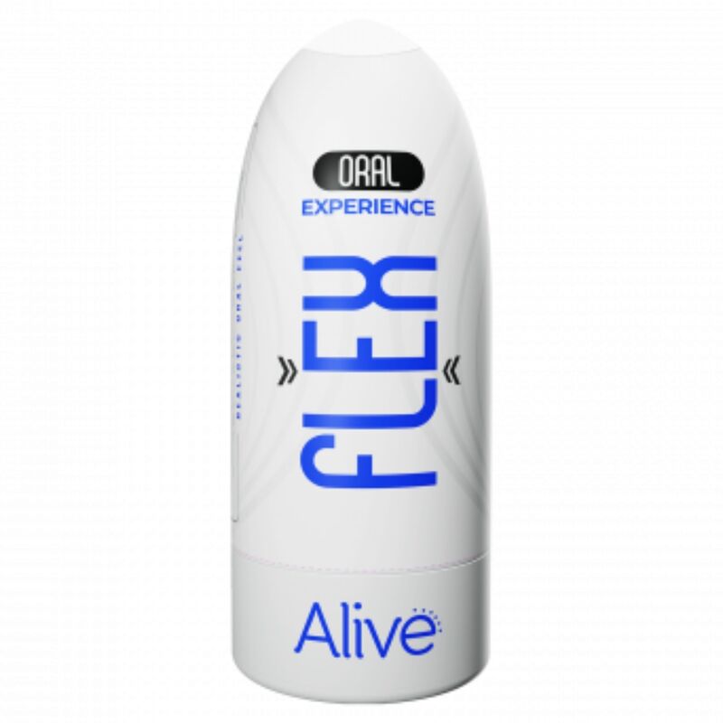 Close-up do Masturbador Masculino Oral Flexível ALIVE Tamanho M, mostrando a textura realista e o design.