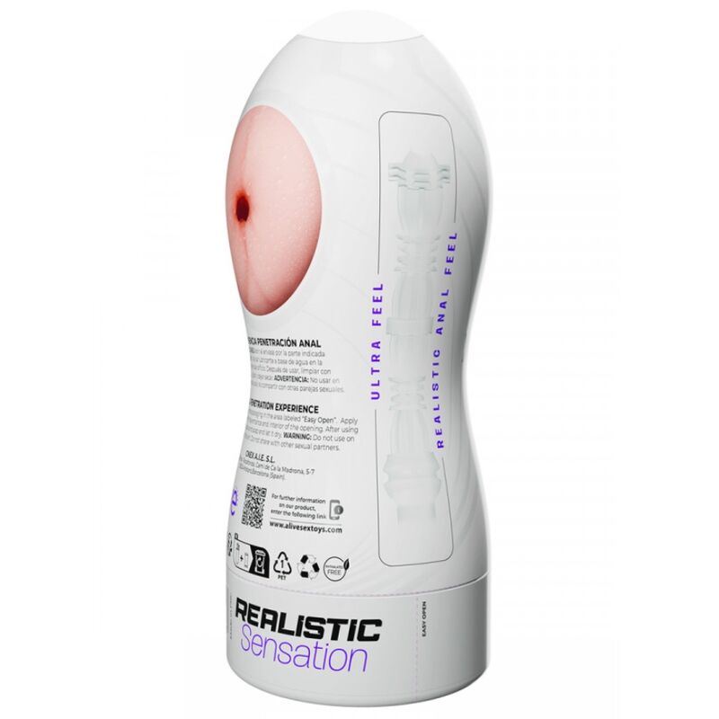 Close-up do Masturbador Masculino ALIVE Maxi Flex Anal Tamanho L, mostrando a sua textura realista e design ergonómico.