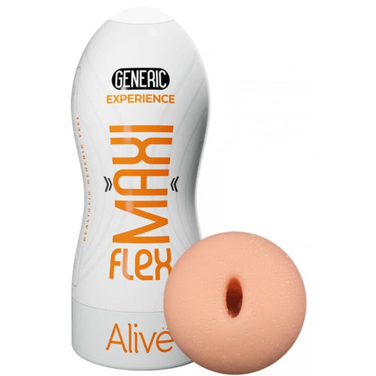 Masturbador Masculino ALIVE Maxi Flex Realista Tamanho L, mostrando sua textura e abertura oral.