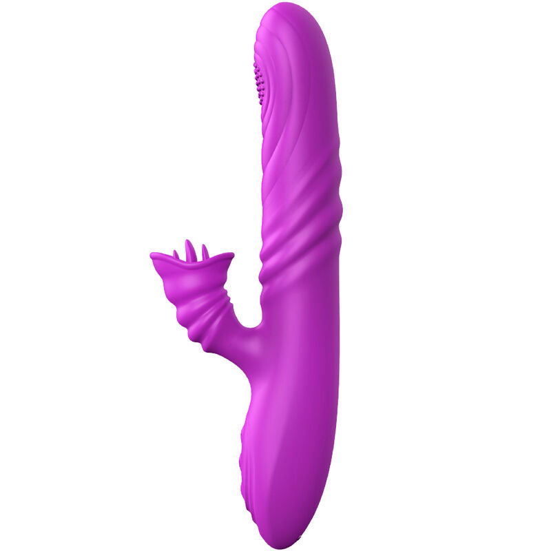 Close-up do Vibrador Multifunções Armony Angelia com Língua Estimulante e Efeito Calor, na cor violeta.