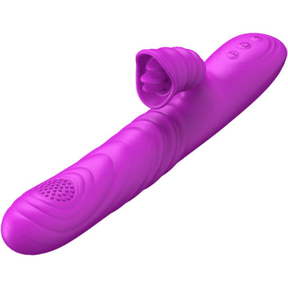 Close-up do Vibrador Multifunções Armony Angelia com Língua Estimulante e Efeito Calor, na cor violeta.